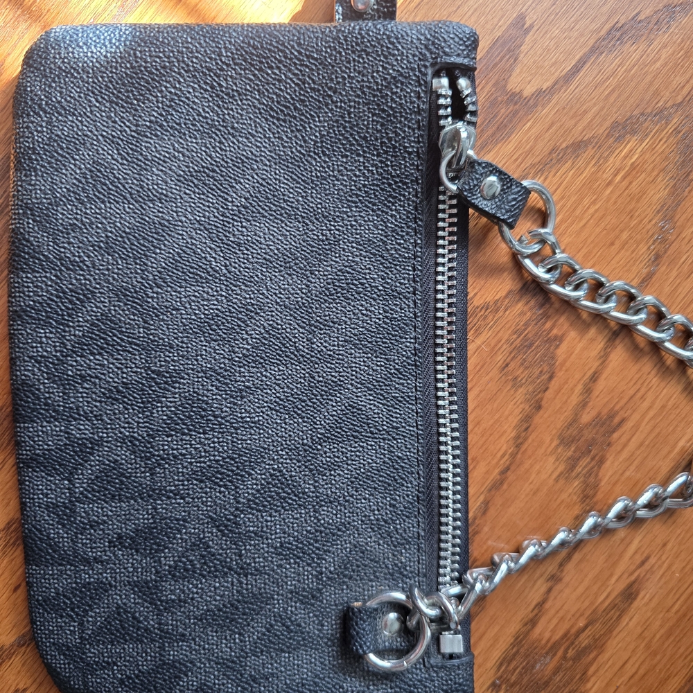 Michael Kors Black Textured Wallet with Chain